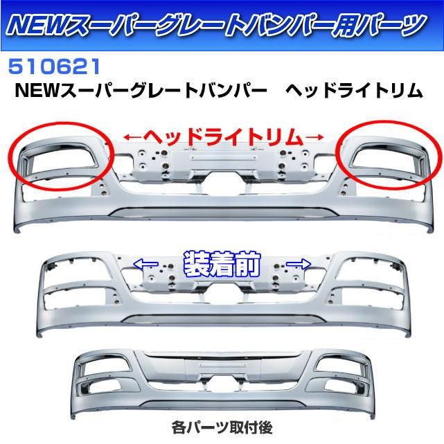 NEWスーパーグレートバンパー用 ヘッドライトリム R/Lセット ふそうNEW