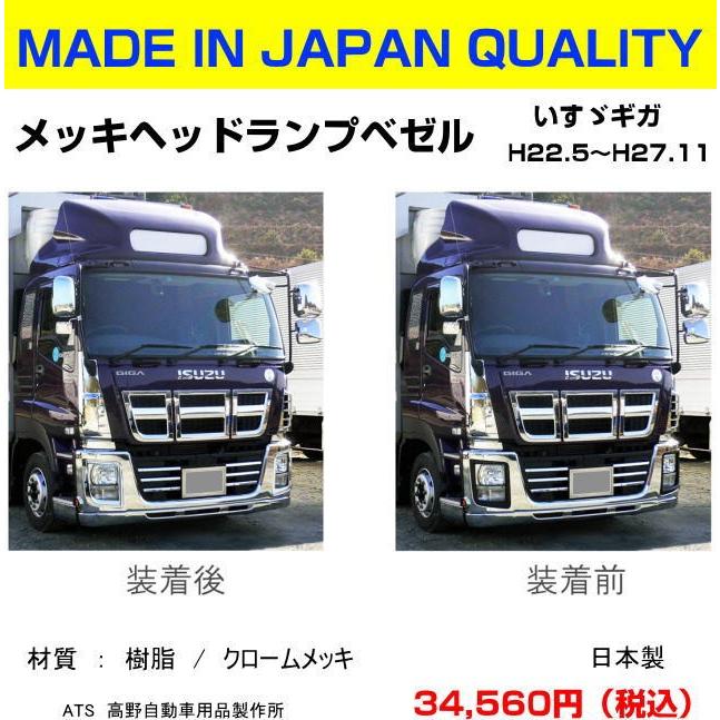 メッキヘッドライトベゼル いすゞギガ 信頼のATS高野自動車製 メッキヘッドライトベゼル いすゞギガ 信頼のATS高野自動車製