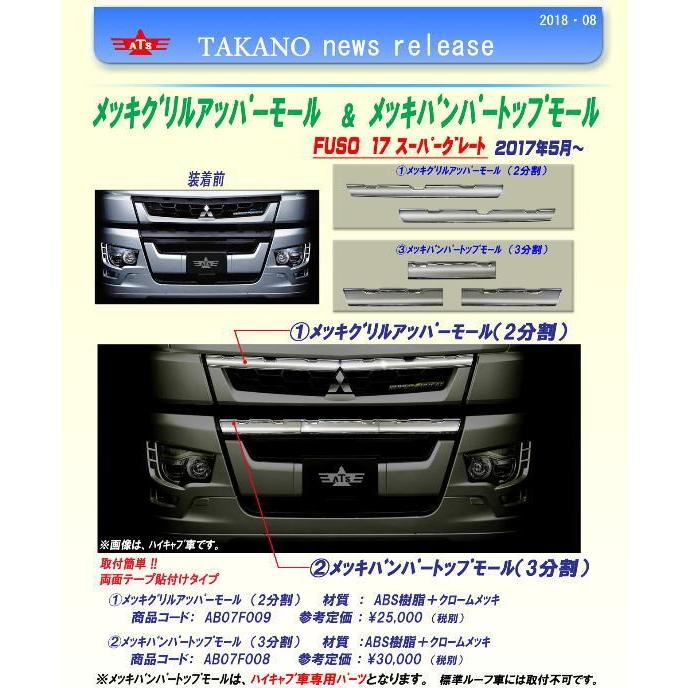 メッキバンパートップモール 3分割 '17スーパーグレート 信頼のATS高野