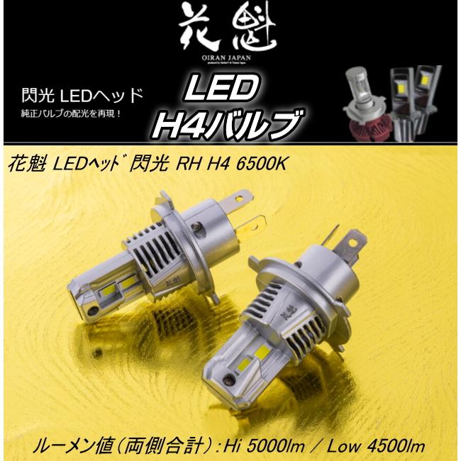 LEDバルブ H4 花魁 LEDヘッド 閃光 RH 6500K 2個セット 12/24V共用