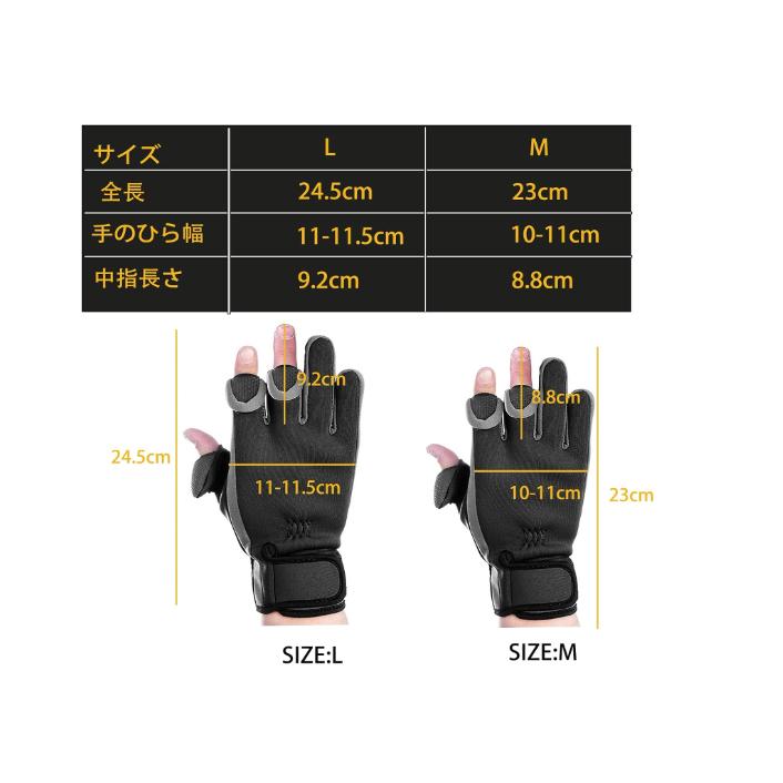 釣り手袋 釣りグローブ 指切り 指3本出す フィッシング グローブ 滑り止め 防寒 手袋 調節可能｜nissyou1288-store｜05