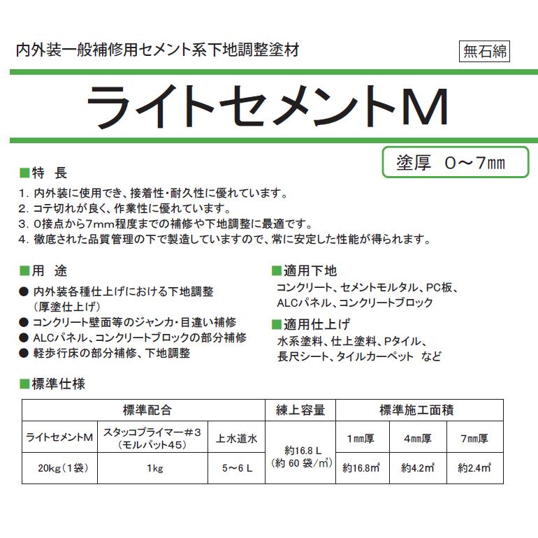 超特価 無石綿セメント混和剤25kg詰め6000袋超一式売却 ライトセメントM 20kg／袋 菊水化学工業（日本スタッコ） : 日曜左官