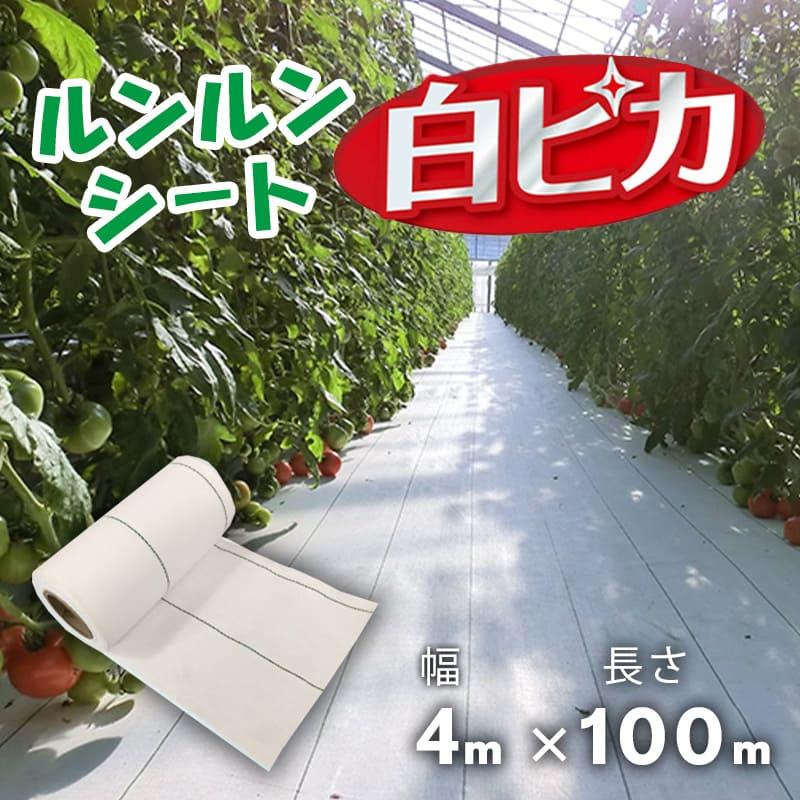 防草シート ルンルンシート白ピカ 4m×100m／巻 白 雑草 芝生 DIY 草 庭