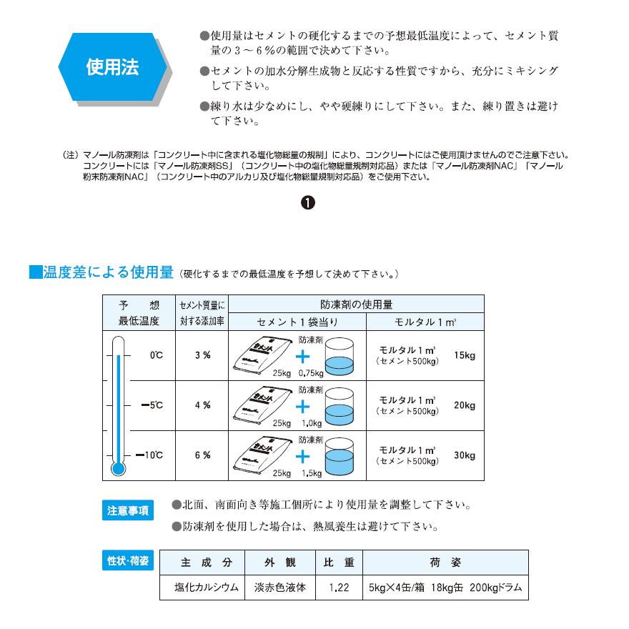 マノール防凍剤 18kg／缶・20kg（5kg×4缶）／箱 株式会社マノール
