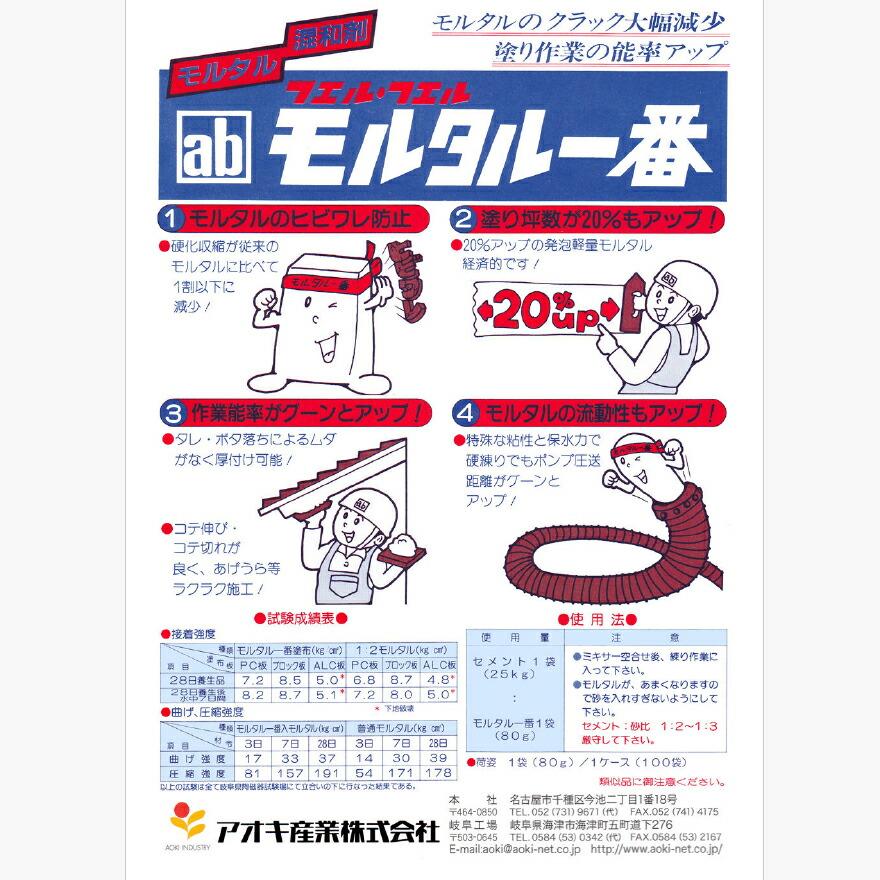 モルタル一番 80g×100袋／箱 モルタル混和剤 アオキ産業株式会社