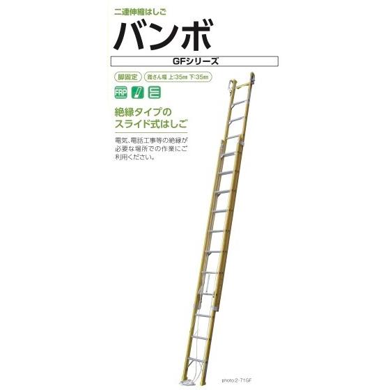 はしご  伸縮  梯子  伸縮はしご  二連伸縮はしご  バンボ  2-65GF  ※運賃別途  株式会社ナカオ｜nitiyousakanemu｜02