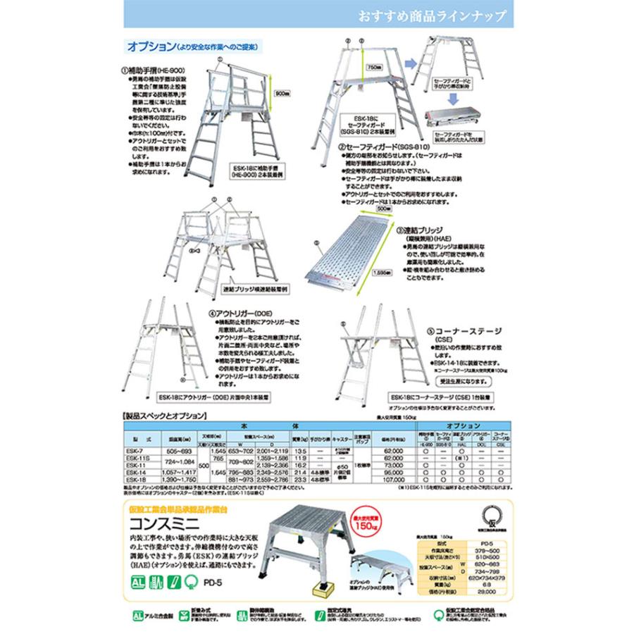 今週超特価！ ナカオ　勇馬 ESK-7 四脚調節式足場台（可搬式作業台） ナカオ 四脚調整式足場台[勇馬]ESK-7・ESK-11S・ESK-11・ESK-14・ESK