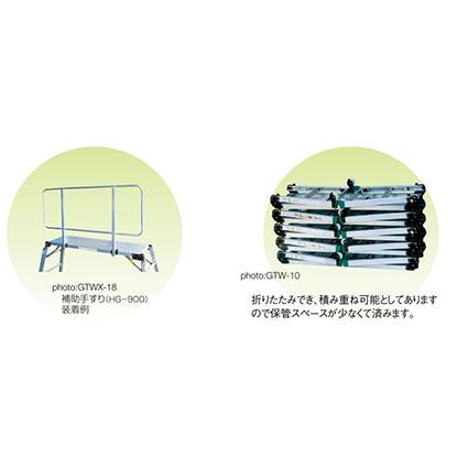 アルミ 伸縮 四脚調整式足場台 GTW（X） GTW-18 折り畳み 株式会社