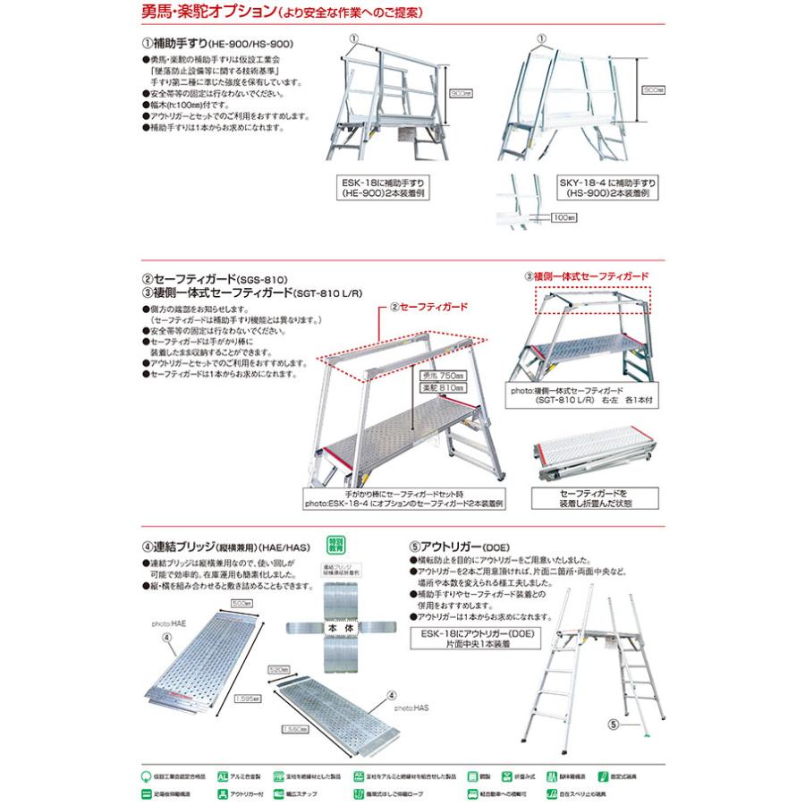 アルミ  伸縮  幅広  四脚調整式足場台  楽駝  らくだ  SKY-11  折り畳み  キャスター付  株式会社ナカオ｜nitiyousakanemu｜03