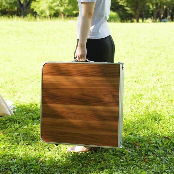 東谷 フォールディングテーブル ワイド D60 ブラウン ODL-557 : 日曜