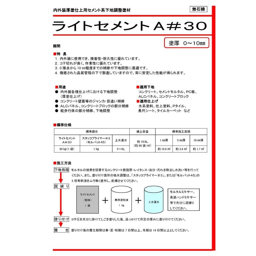 ライトセメントA#30　20kg／袋 日本スタッコ｜nitiyousakanemu｜02