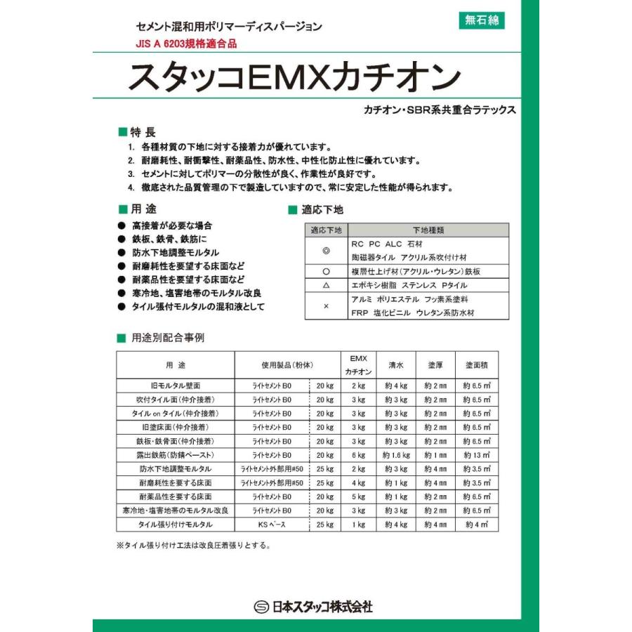 スタッコEMXカチオン 18kg／缶 菊水化学工業（日本スタッコ） : 日曜
