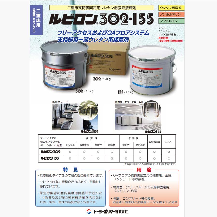 ルビロン302 13kg／箱 二重床支持脚固定用（OAフロア向き）トーヨー
