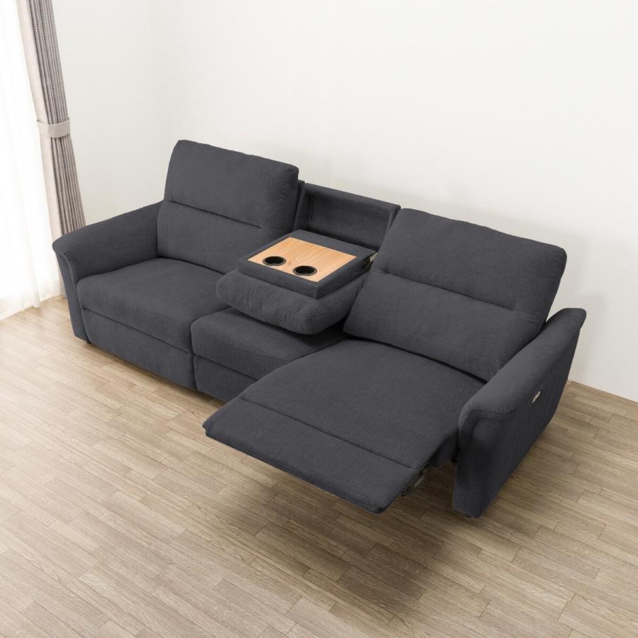 ゆりりん　ニトリ　電動リクライニングソファー3人用テーブル付き ニトリ 3人掛け電動布張りリクライニングソファ テーブル