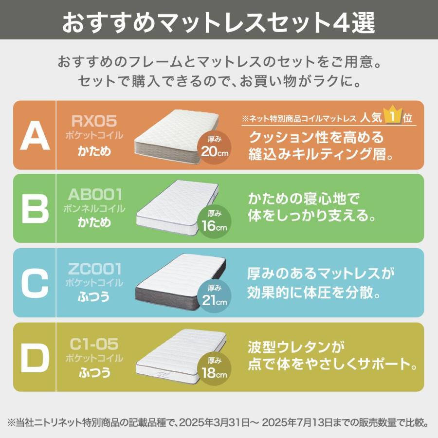 ニトリ（NITORI） シングルすのこベッドフレームマットレスセット(BF