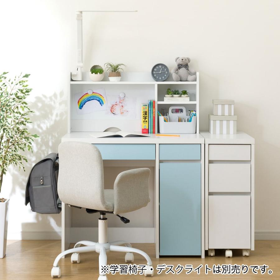 ニトリ コンパクトデスク+上棚＋ワゴンセット(ES23 WH/TBL