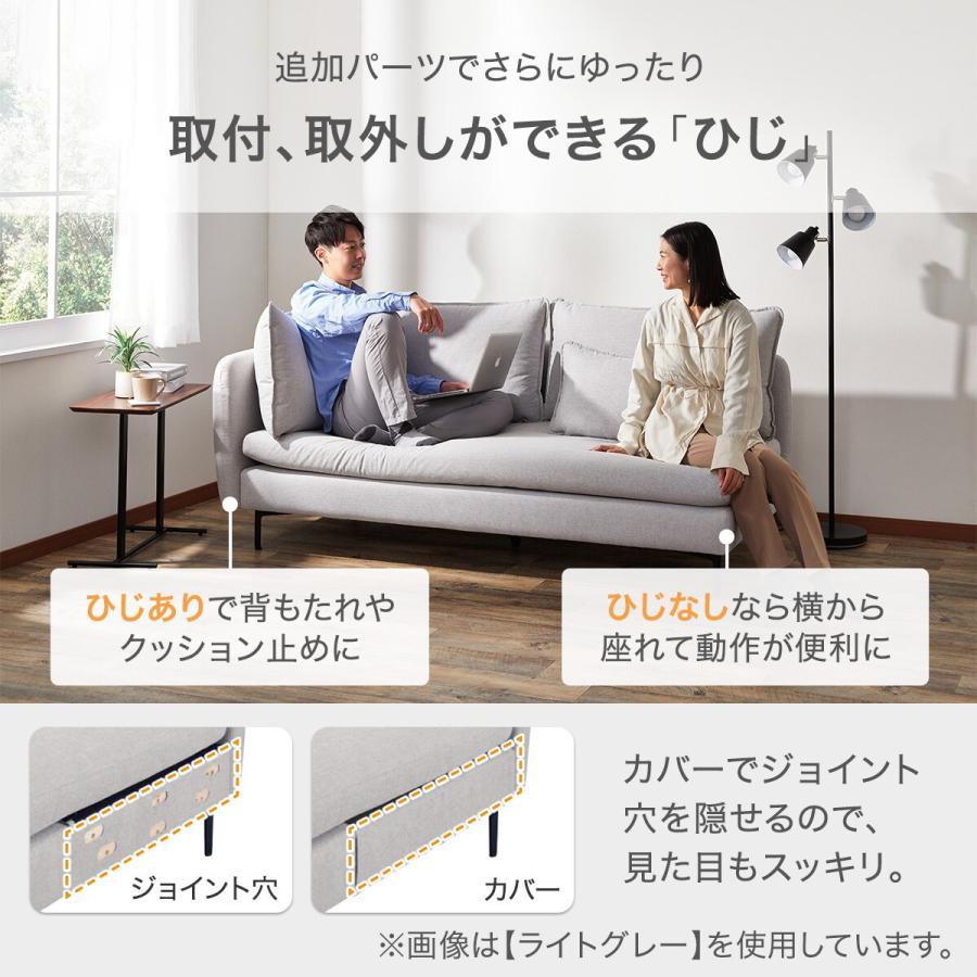 カウチソファ　ニトリ　グレー 傷・汚れに強い 広い座面のゆったりコンパクトカウチソファ 布