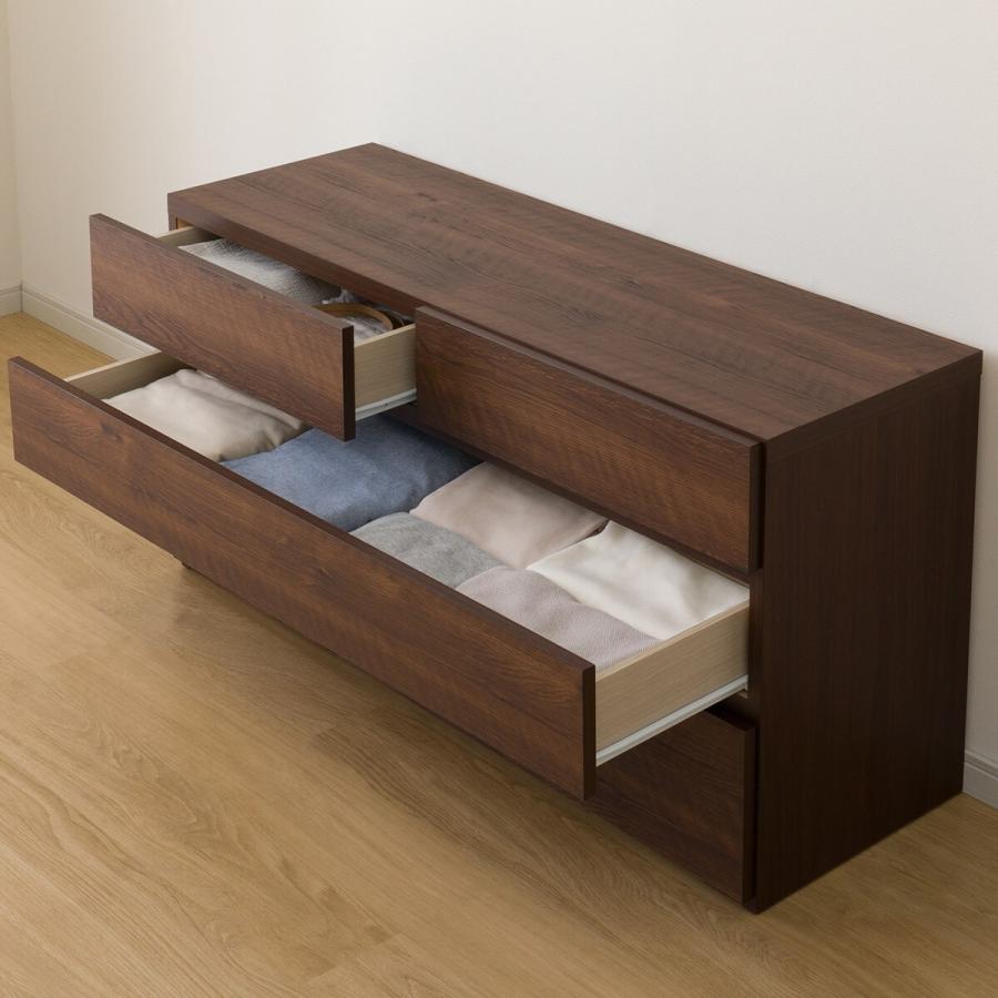 ニトリ　ローチェスト3段 ニトリ ローチェスト(115 GY/BK JH001) タンス たんす 衣類収納