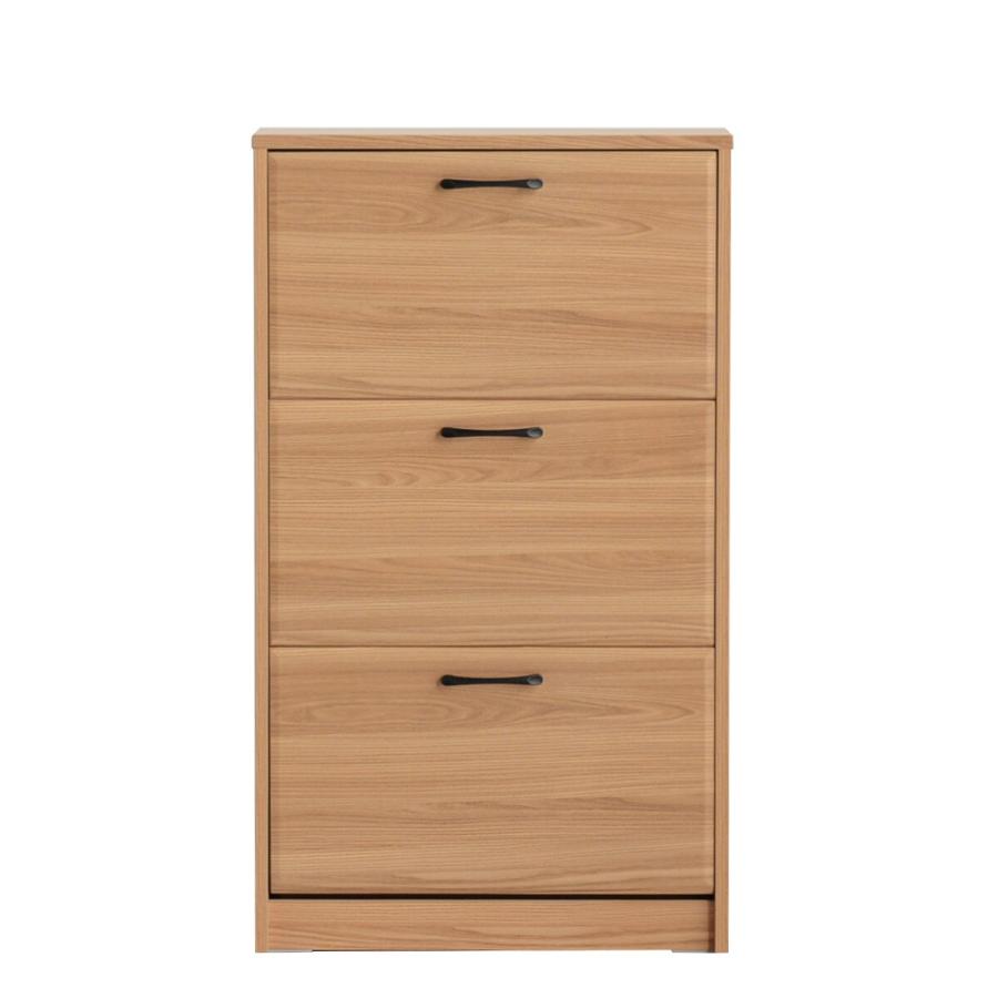 ニトリ ナチュラルなデザインの3段薄型シューズBOX（NA） 下駄箱