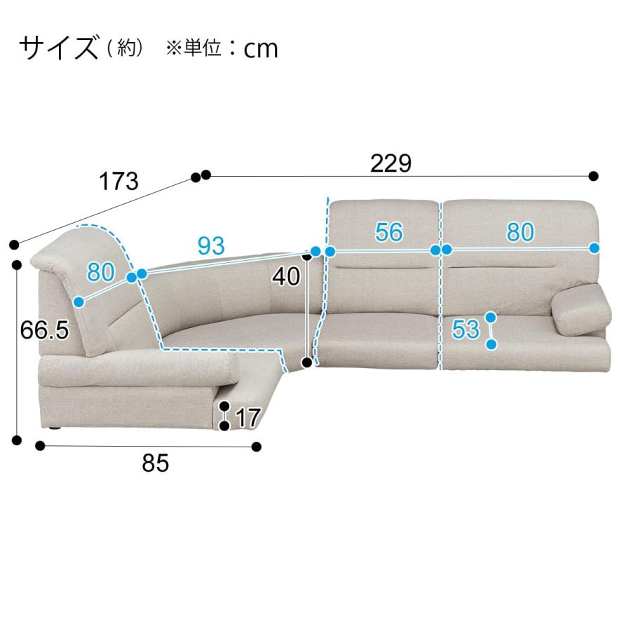 コーナーローソファ4点セット 3人掛け 布(Nゲート ファブリックBE) 座椅子 ニトリ｜nitori-net｜18