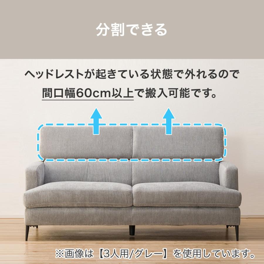 ニトリ　3人掛けソファ サザーラ　布張りタイプ ニトリ ソファ 3人用布張りソファ(サザーラ GY)