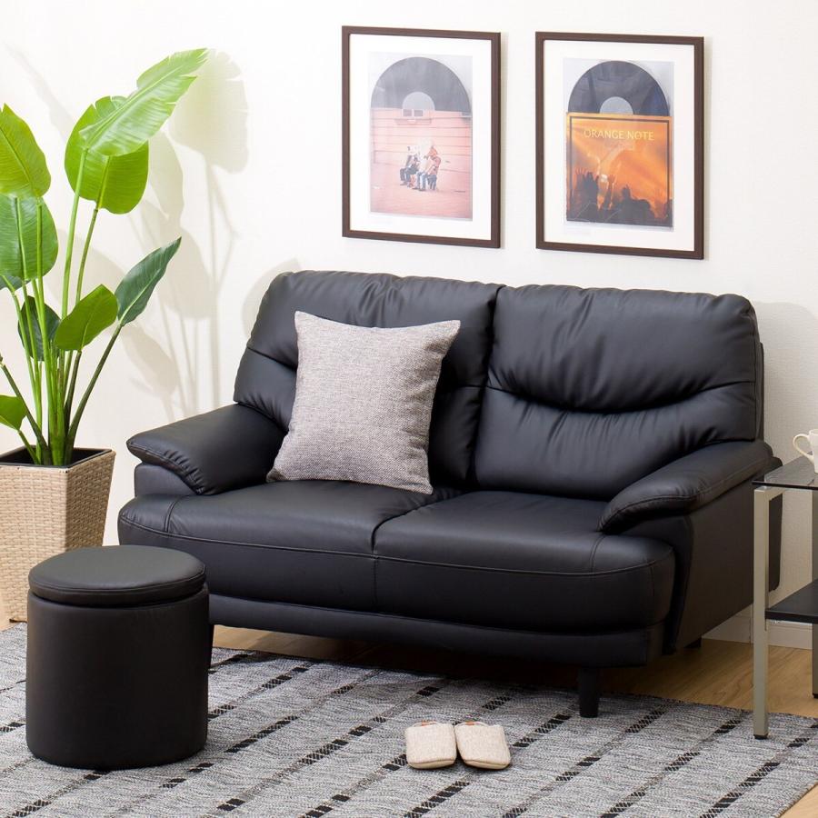 格安★ニトリ　ブラック　レザーソファ　合皮ソファ　2人がけ 傷・汚れに強い合成皮革 2人掛けソファ( MK02KD Nシールド BK