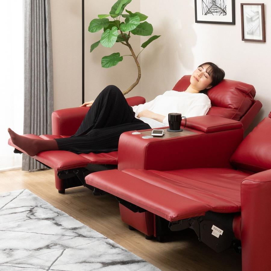 7*56 ニトリ 本革 2人掛けソファー 赤 レッド カウチソファー