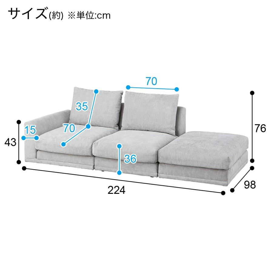 ニトリ　3人掛けソファ ニトリ（NITORI） ソファー ソファ 片肘3人掛け布張りローソファ(HM04