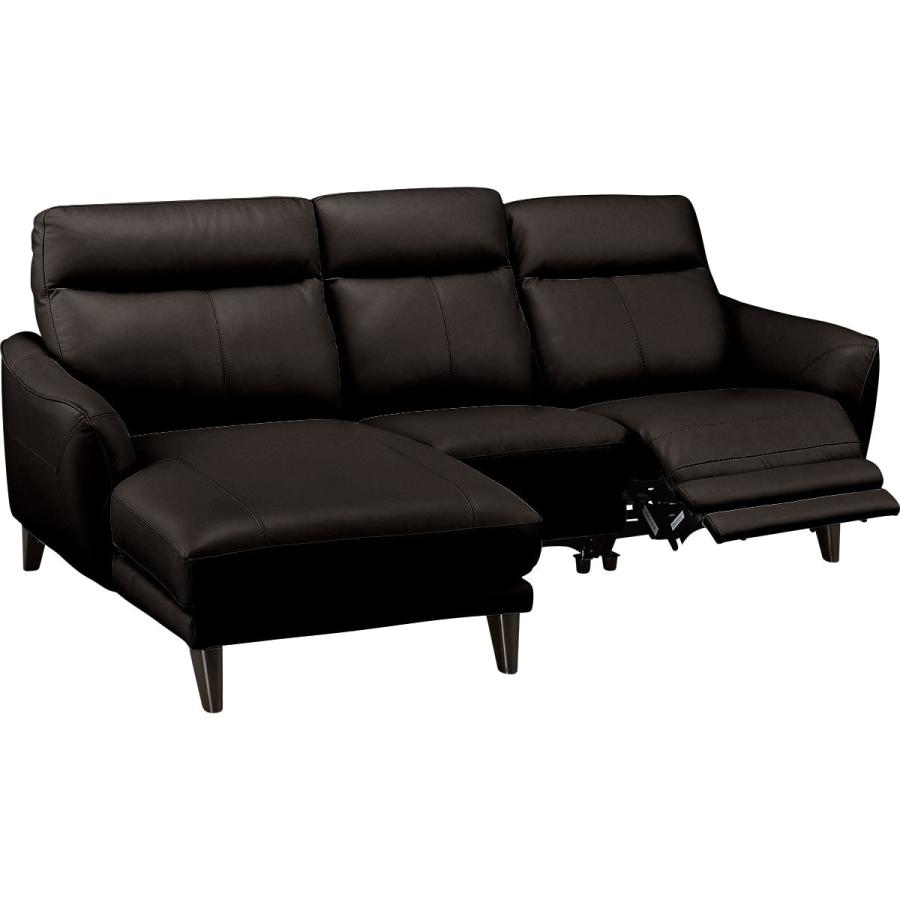 電動リクライニング機能付き黒レザー　ニトリ　ソファ　オゾン3 ニトリ ソファー ソファ 電動カウチソファ リクライニングソファ 3人