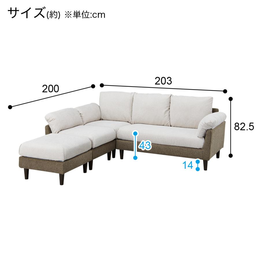 ニトリ ソファー ソファ コーナーソファ4点セット(XL07 BE