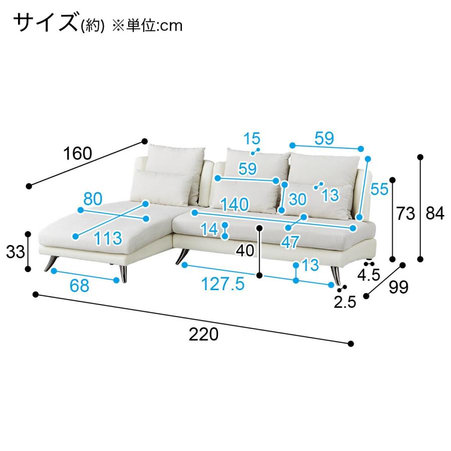 ニトリ（NITORI） ソファー ソファ 布張りカウチソファ(ポーション2KD