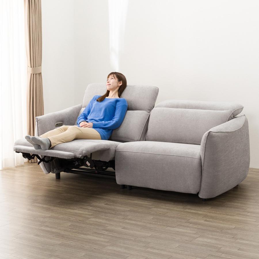 ニトリ（NITORI） 3人掛け電動布張りリクライニングソファ(LE09 2M LGY