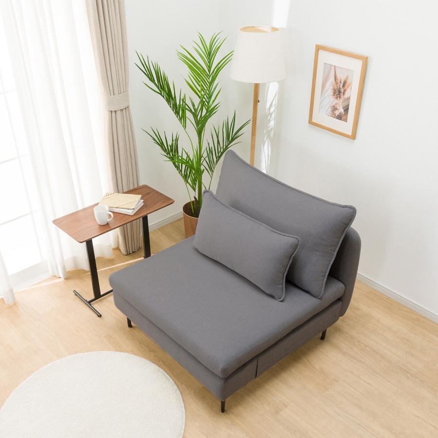 ニトリ　布張り1人掛けソファ(MS01 肘なし AQ-LGY) ニトリ 広い座面のゆったりソファ(MS01 1人掛け 肘なし N