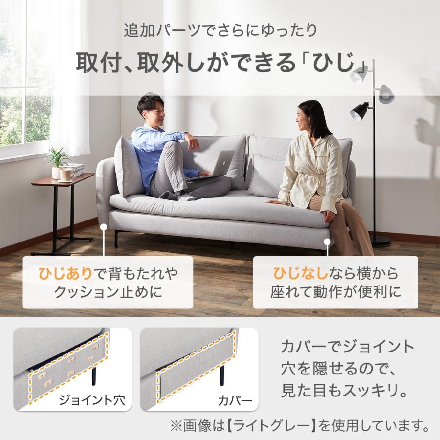 広い座面のゆったりソファ(MS01 3人掛け 肘なし Nシールド MGY) ニトリ