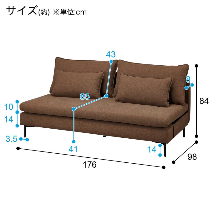 ニトリ広い座面のゆったりソファNシールド3人掛け肘なしMS01 広い座面のゆったりソファ(MS01 3人掛け 肘なし Nシールド BR) ニトリ