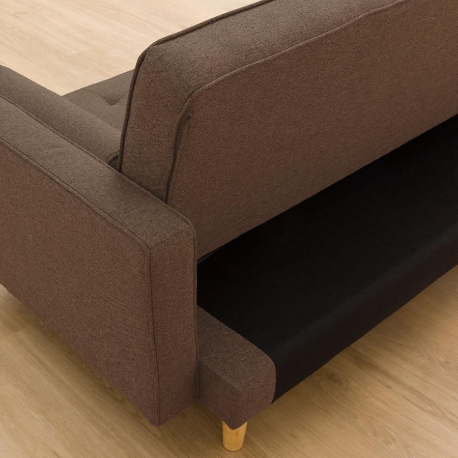 ニトリ クッション付きソファベッド 3人掛け 布 (HM01B DBR