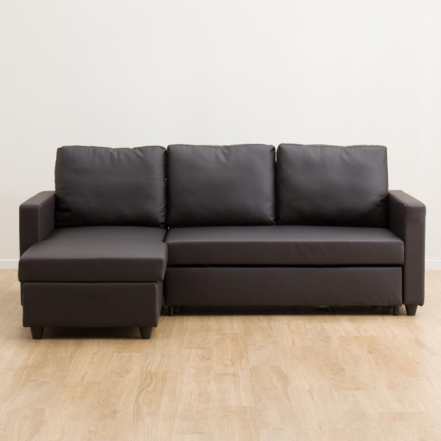 ニトリ（NITORI） 傷・汚れに強い合成皮革 カウチソファベッド(N