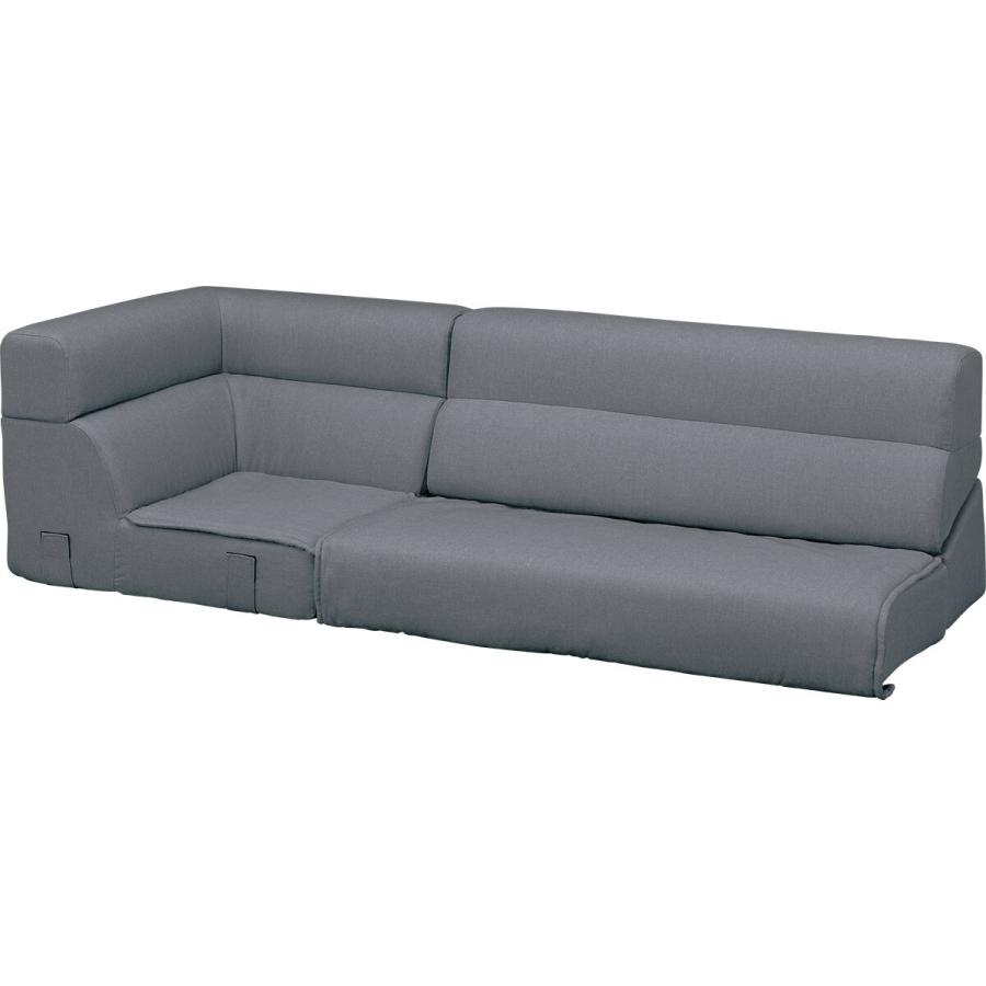 ニトリ 背もたれを倒せる ローソファ 3点セット(XL05 GY) 布 ニトリ 背もたれを倒せる ローソファ 3点セット(XL05 GY) 布