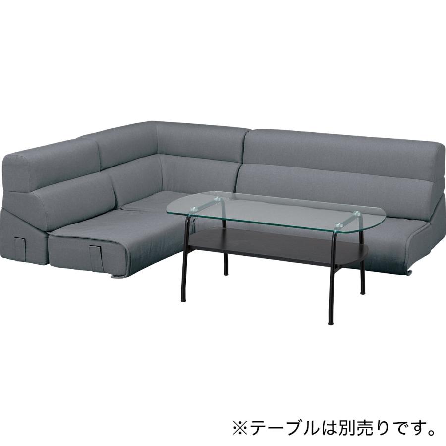 ニトリ 背もたれを倒せる ローソファ 3点セット(XL05 GY) 布 ニトリ 背もたれを倒せる ローソファ 3点セット(XL05 GY) 布