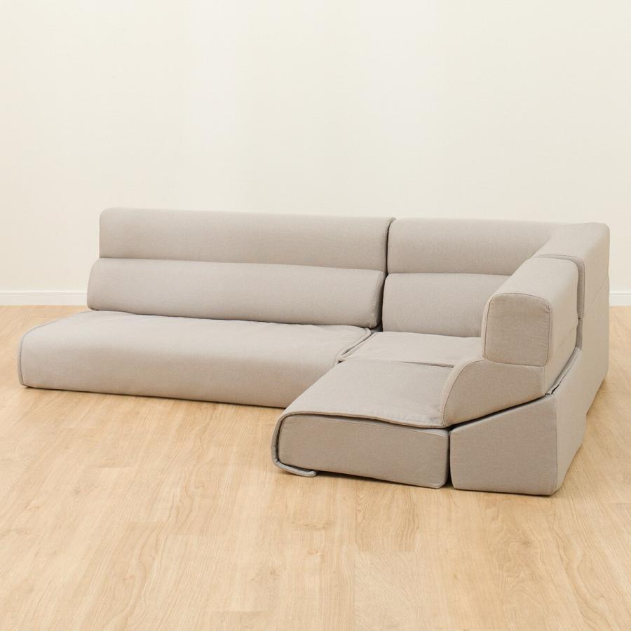 ニトリ 背もたれを倒せる ローソファ 3点セット(XL05 MO) 布 ニトリ 背もたれを倒せる ローソファ 3点セット(XL05 MO) 布