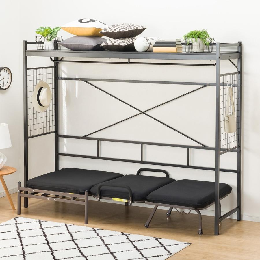 折りたたみベッドソファ ハンガーシェルフセット Hy3 バジーナjy Bk ニトリ 配送員設置 ベッド 1年 ハンガーシェルフ 5年保証 ニトリ Yahoo 店 通販 Yahoo ショッピング