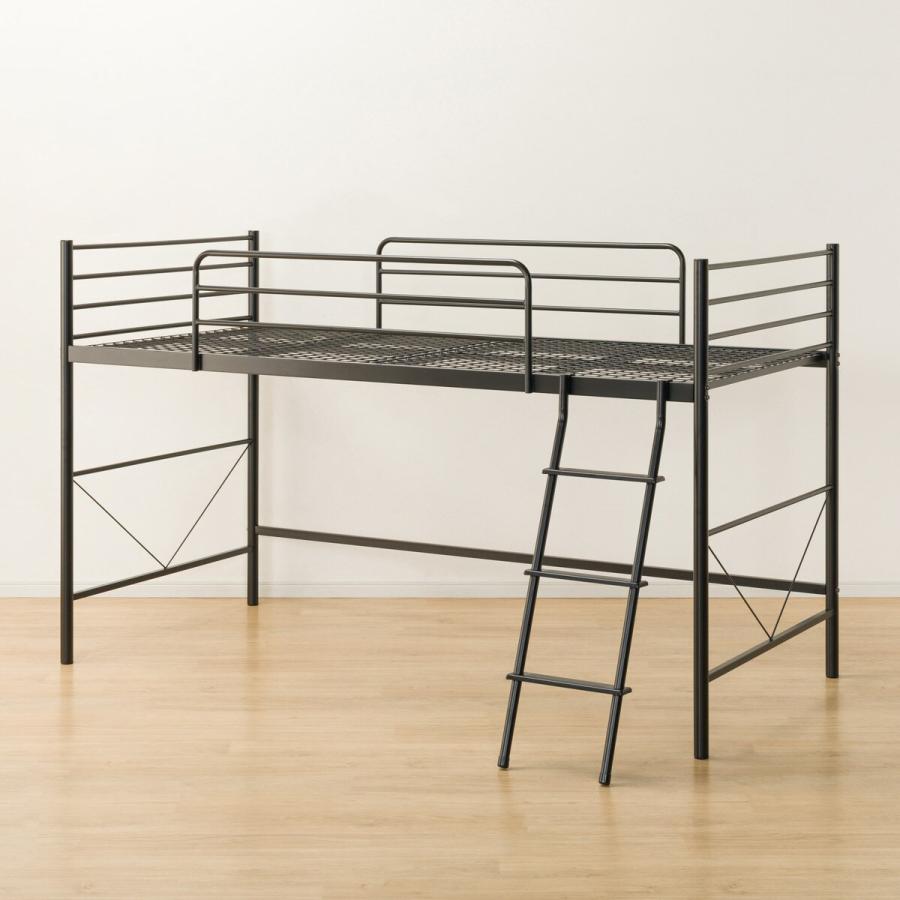 ベッド スチールミドルベッド(MB-001BK)メッシュ床板 シンプル ロフト  