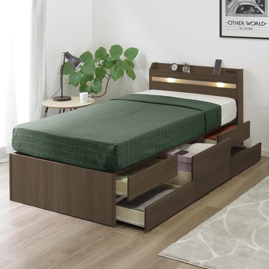 ニトリ（NITORI） シングル 豊富な収納力のチェストベッド (ダーク