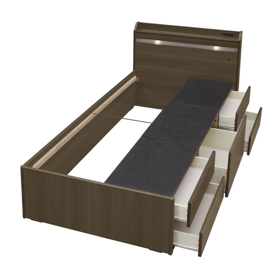 ニトリ（NITORI） シングル 豊富な収納力のチェストベッド (ダーク