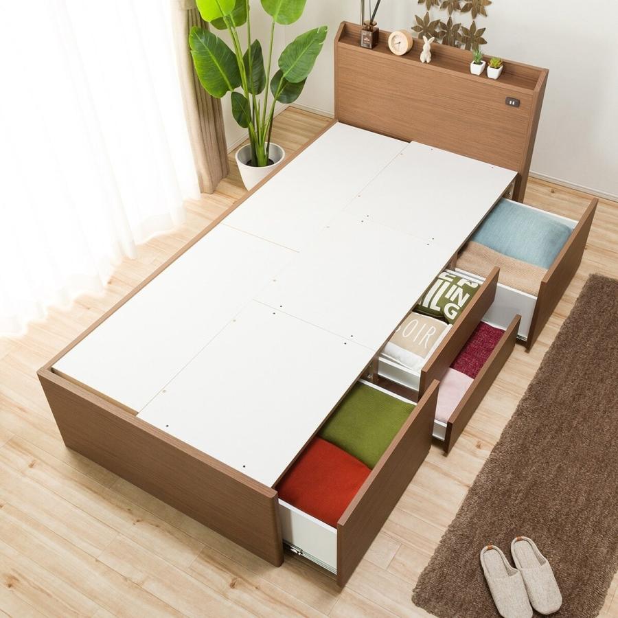 美品】ニトリ シングルベッドフレーム ジオ チェスト40J MBR 板下収納