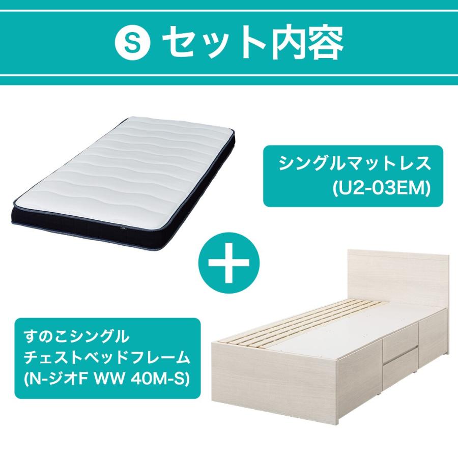 ニトリ（NITORI） 大容量収納付き チェストベッド + マットレスセット