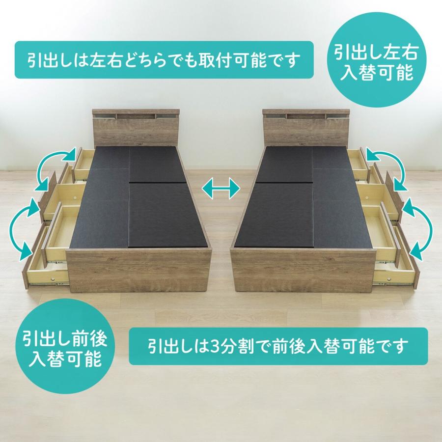 シングル 大容量引出が便利な機能的ベッド（RS-01 GY） 収納付き引出し  
