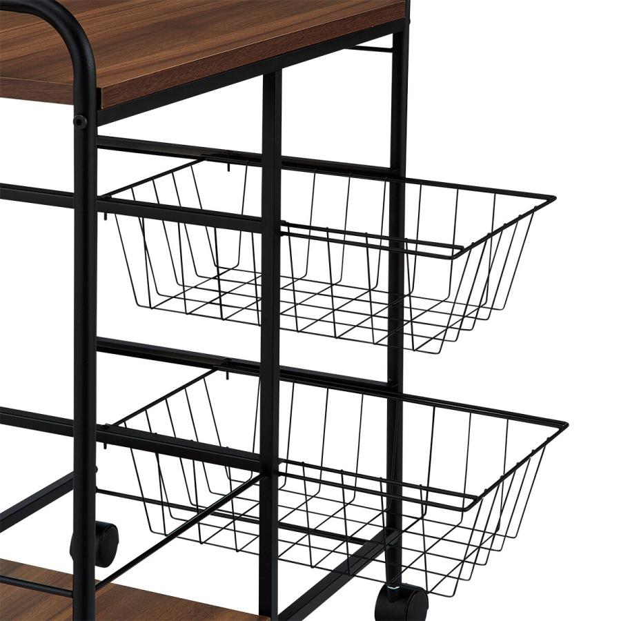 キッチンワゴン C/D:14717] キッチンワゴン バスケット3段 スリム アイボリー