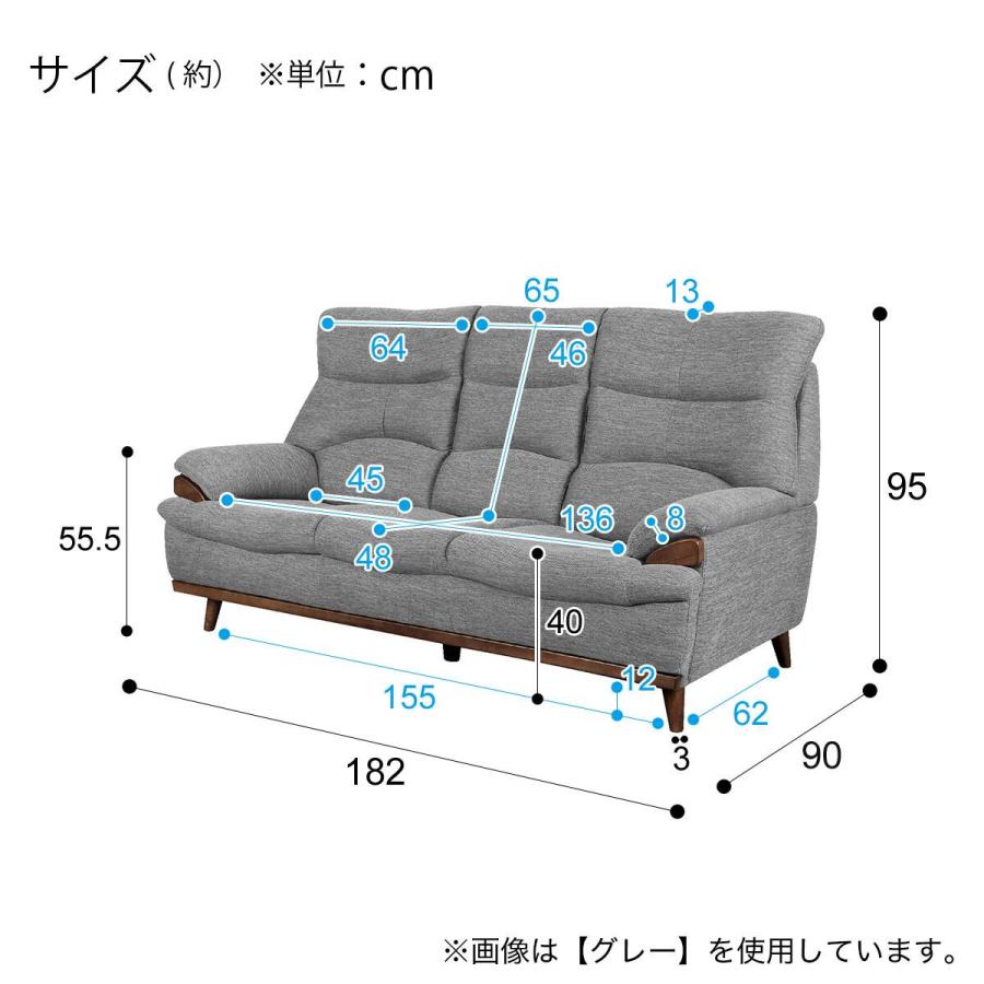ニトリ　3人掛けソファ ニトリ（NITORI） 3人掛けソファ 布張りタイプ (MK02 KD LGR) : ニトリ