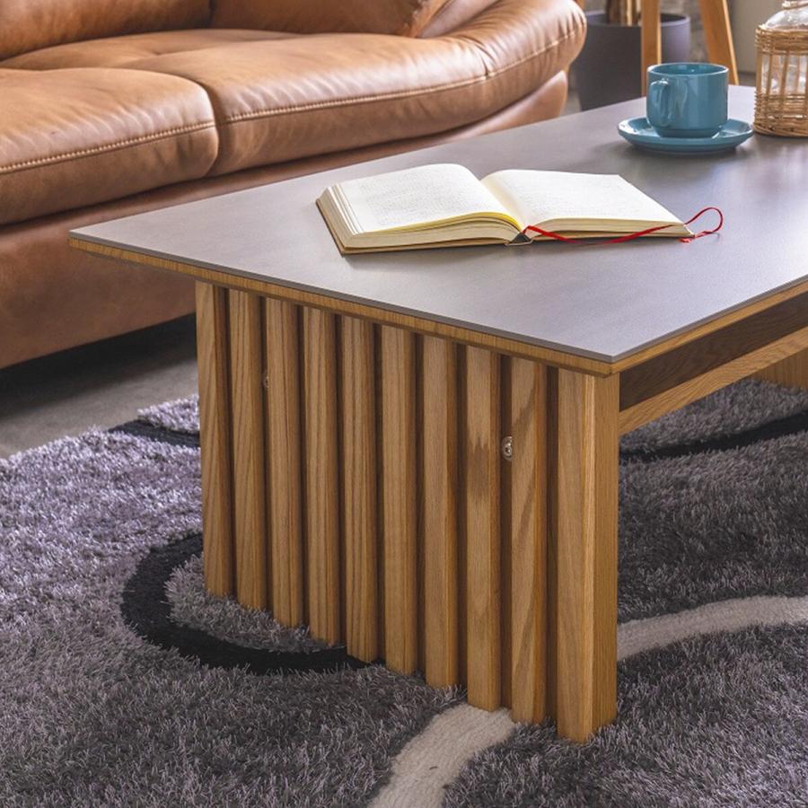 ニトリ 格子脚のセラミックセンターテーブル (LGY/OAK) : ニトリ